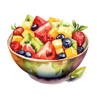 fruit salad watercolor clipart in white background