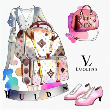 watercolor luis vuitton inspired fashion clipart, no letters, white background