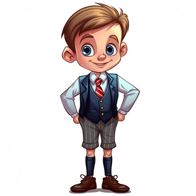 cartoon clipart funny style of an english boy dress for a posh school in uniform.