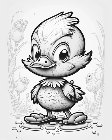 cute duck for children’s coloring book, cartoon style, thick lines, no shading assasinmonkey, duplicate faces, blurry, drawing, cartoon, illustration, painting, concept art, cgi, unreal, anime, black&white, b&w, picture frame, deformed, bad anatomy, disfigured, poorly drawn face, mutation, mutated, extra limb, poorly drawn hands, done by bad-artist, ugly, dazed, 3D render, 3D game, 3D game scene, 3D character, mosaic, painting, digital art, anime, doll, toy, photoshop, video game, surreal, sign,
