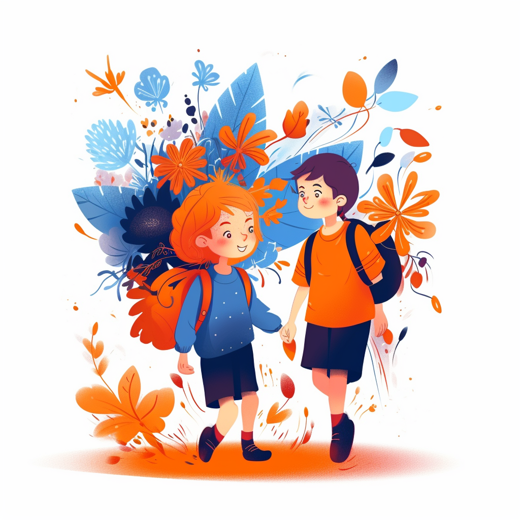 children going to school clipart