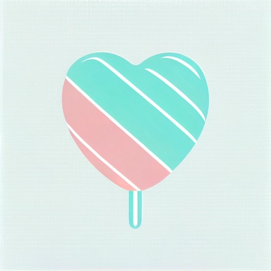 Line drawing of a candy heart, turquoise blue and baby pink, Vector, Minimal style, clipart style, logo design, white background