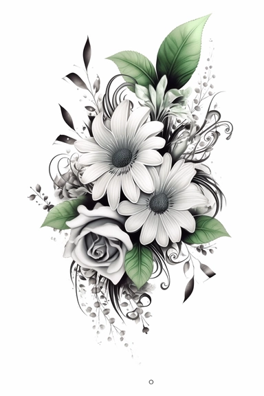 flower corner freebie floral border clipart, in the style of black and white realism, green and gray, uhd image, tattoo, monochromatic paintings, contemporary fairy tale, eye-catching detail