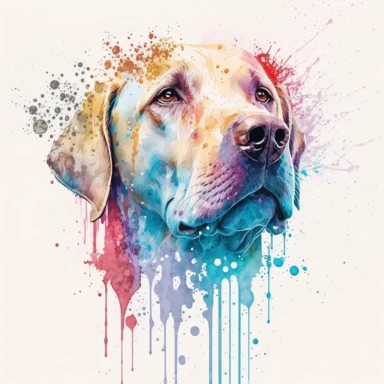 Labrador Retriever head Watercolor Clipart, drip effect, clean white background, 16K Colors, clean white background