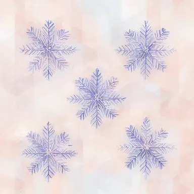 gradient snowflakes pattern simetric, white background in watercolor clipart style