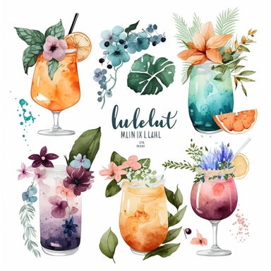 Aquarell magische Cocktails Clipart, Cocktail Clip Art Aquarell, alkoholische Getränke Clipart, Drink Bar Menü, Floral Cocktails png