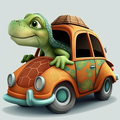 turtle disney style in car clipart