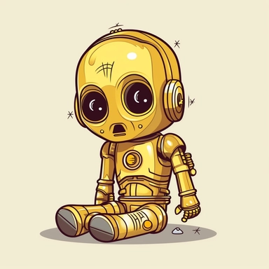 c3po, star wars, animated, cartoonish, clipart, colorful, cute