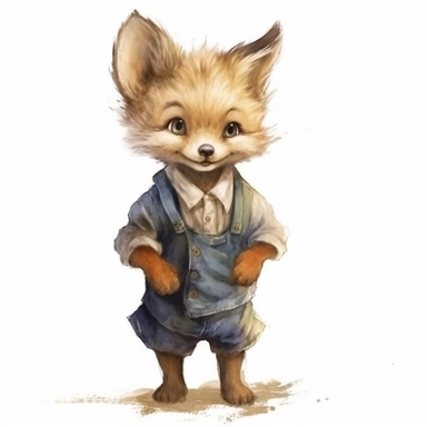 beatrix potter style clipart happy cute baby wolf
