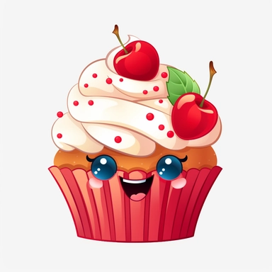 funny cupcake clipart, transparent background