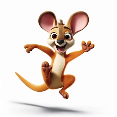 disney pixar cute silly jumping kangaroo, clipart white background