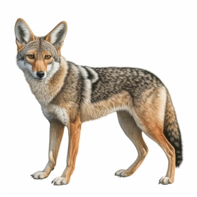 jackal photorealistic clipart,on white background with margins