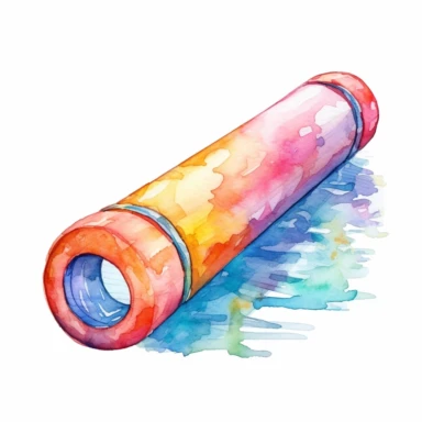 watercolor colorful clipart of a bright pool noodle, hd, on white background