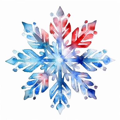 watercolor clipart of Christmas snowflake, isolated on white background