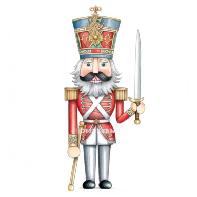 axel scheffler illustration style nutcracker, high definition, 8k, insanely detailed, fine detail, sharp focus, illustration, white background, isolated clipart vector
