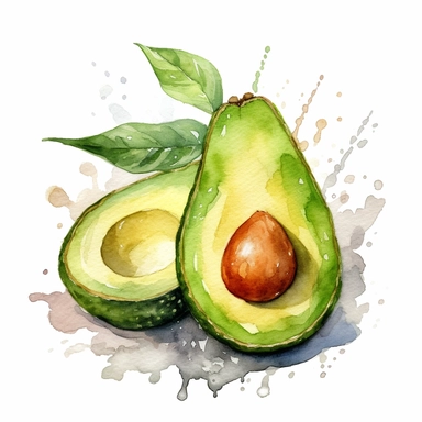 watercolo clipart of an avocado, raw authenticity, environmental awareness