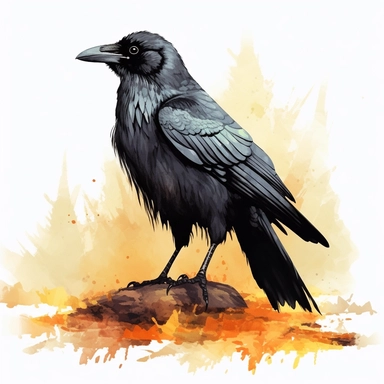 watercolor art of halloween crow, in the style of realistic and hyper-detailed renderings, sketchfab, ahmed morsi, realistic watercolor paintings, use of common materials, handcrafted designs clipart yellow and green with background removed