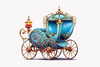 Cinderella Carriage Clipart, On White Background, Spaced Out, 4K, Fairycore, Ultra-HD, Vector Art