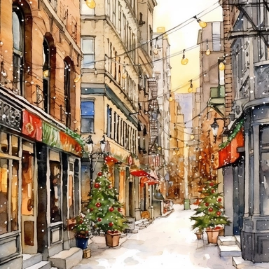 New York Christmas street, Ornamental watercolor, clipart, I can't believe how beautiful this is