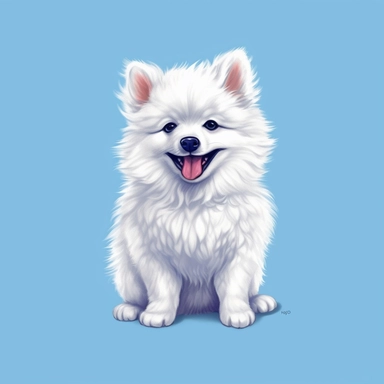 happy cute baby American Eskimo dog , full body, hand draw Illustration clipart, 4K, extremely detailed