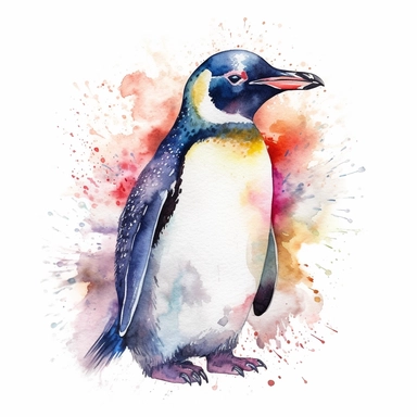 watercolor penguin clipart - watercolor clipart - watercolor bird, single design, detailed