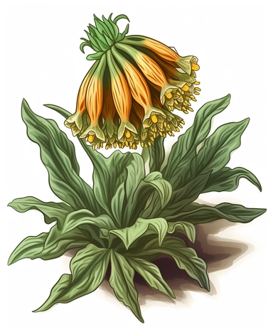 Isometric Sticker Clip Art of Fritillaria imperialis, the crown imperial, imperial fritillary, one stem