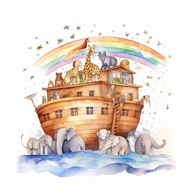 watercolour Noah's Ark clipart, white background