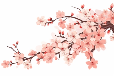 Clean,Minimal floral design in a white background, clip art, Cherry Blossom, vector art