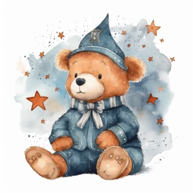 watercolor sailor bear with stars by the free art set of clipart clip art set, in the style of light cyan and dark beige, sabattier filter, multidimensional layers, dark white and light orange, layers of texture, sharp linework, vector, illustration, white background