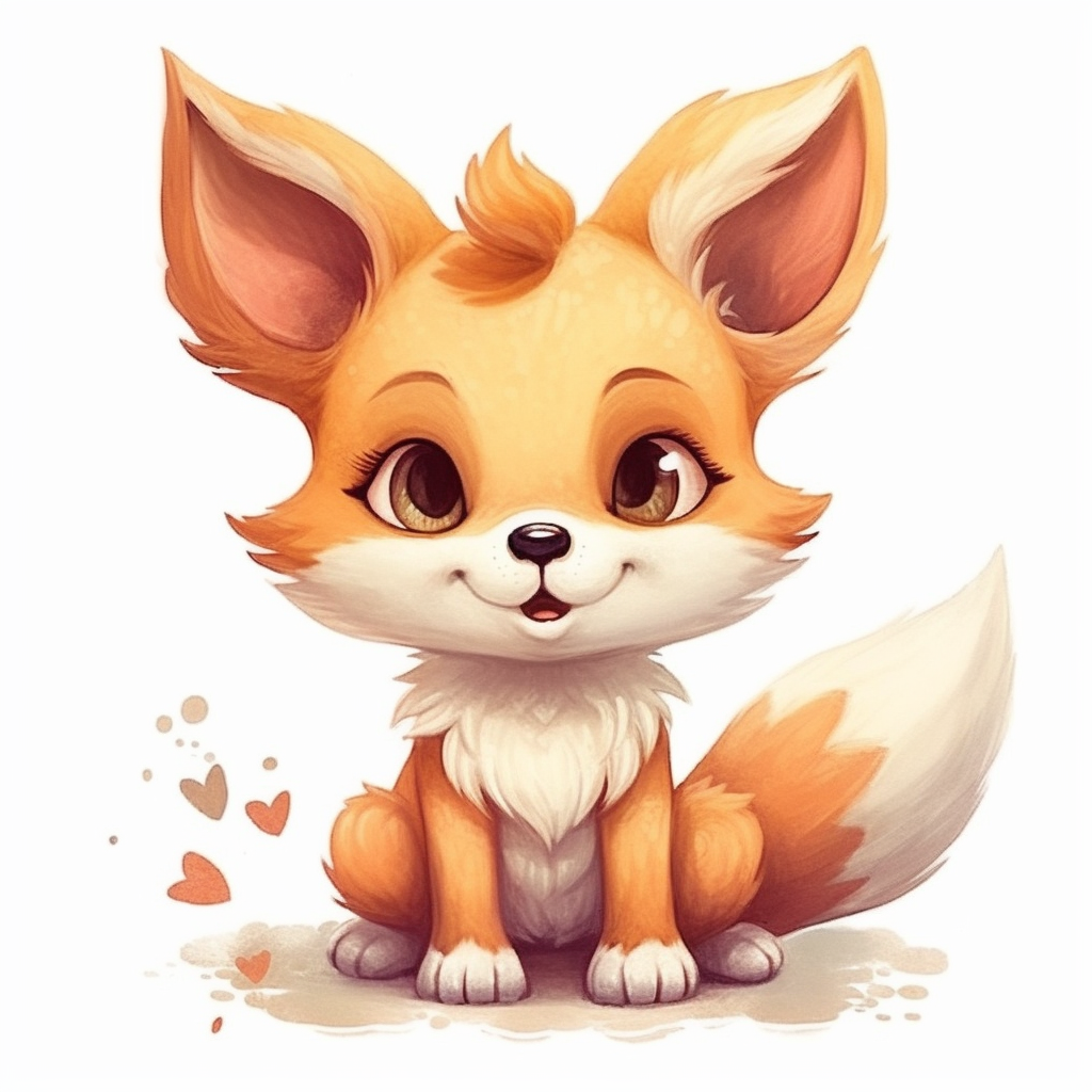 the cutest and tiniest baby fox ever, exploring, Watercolor Clipart ...