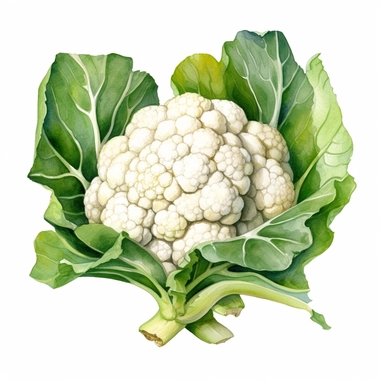 a cauliflower ,watercolor sketch, clipart, white background
