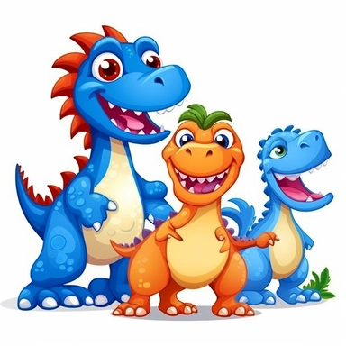 Simple dinosaur family for kids clipart