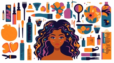 Bright Colorful Clip Art for Black Hairdresser Beauty Salon, 2D, Vector, Flat separated on white background