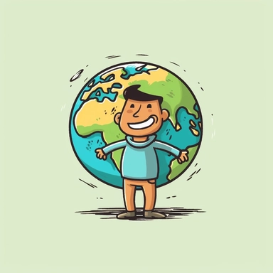 earth world cartoon hand draw character clipart isolated