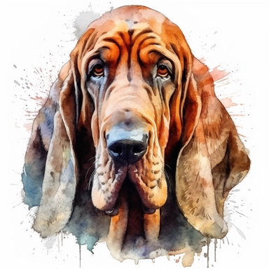 Bloodhound portrait. watercolor, illustration, clipart 32k, HD,