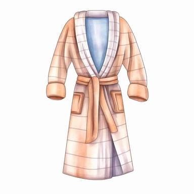 bathrobe illustration clipart, high detailed, white background, digital art, hd, watercolor