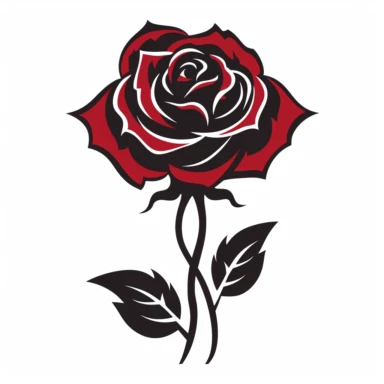 red rose flower silhouette vector flat simple identification symbol white backround white background minimalistic clipart png svg