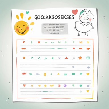 mockup of a goodness chart to track acts of kindness and good deeds throughout the week, flat vector clipart for kids, Minimalist cartoon style, creative design with watercolors, on white background