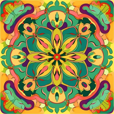 a kaleidoscope of bright colors in an art nouveau style shapes within clipart no fonts no words no letters