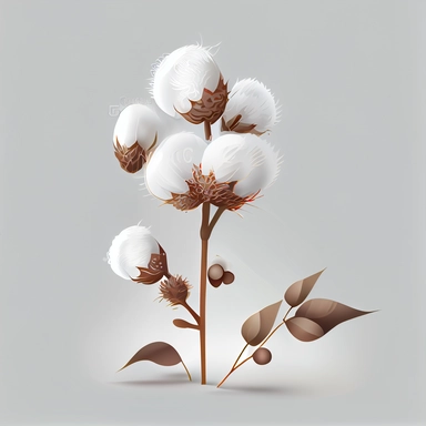 clipart, vector, white cotton ball plant stems, on white background, extreme detail, photo realistic, 8k