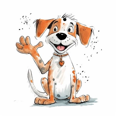 quirky funny happy hand drew puppy clipart