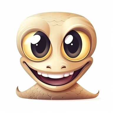 fantasy happy cute cobra face, cartoon, clipart, mascot, isolated on white background