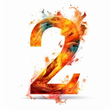Number 2, clip art style, white background, masterpiece