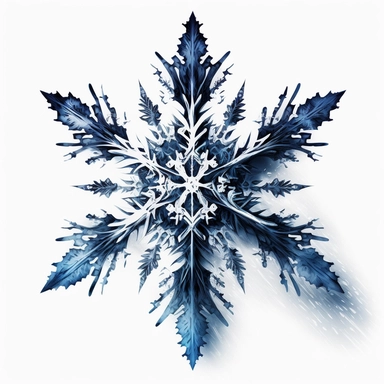 a logo design of a dark solid blue digital clipart style snowflake with frost crystals or ice crystals with a solid white background that is high resolution featuring intricate details, intricate, precisionist lines and shapes, imitated material, minimalist illustrator art style