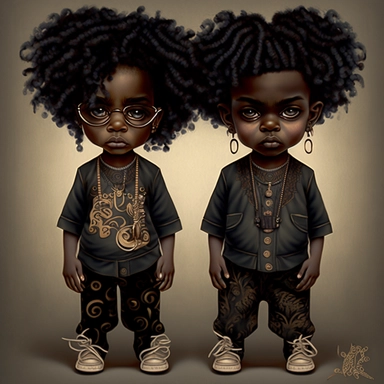Black boys art, siblings , friends , dreadlocks , black boys clipart, cool black boy, twins png, brothers clipart, afro ,Full body with legs , Highly detailed close-up portrait , standing , Nicoletta Ceccoli, Mark Ryden, lostfish, Earl Nor, global lighting, divine rays, detailed and intricate surroundings, sf, intricate artwork masterpiece, ominous, matte painting movie poster, blue ratio, trending on cgsociety, intricate, epic, trending on artstation
