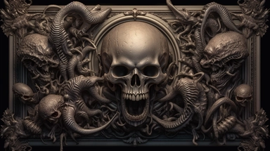 square decay macabre frame, clipart, in the style of deathmetal, depressive bloomcore, high resolution, joyful celebration of blasphemy, H.R. Giger
