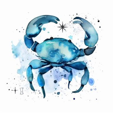 zodiac sign cancer, animal, watercolor Clipart, blue watercolor, modern design, isolated white background, 8k,