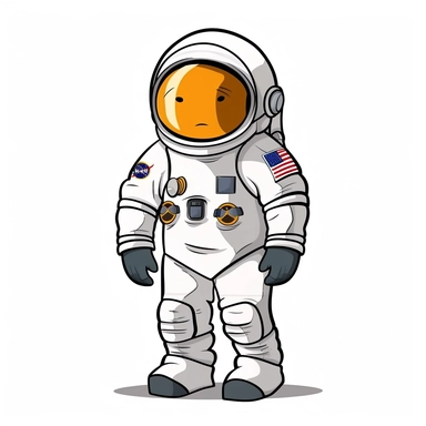 cute cartoon astronaut, colorful, in the style of george ault, clipart, white background