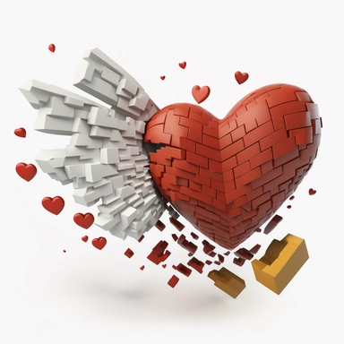 flying Brick,heart, white background, clipart