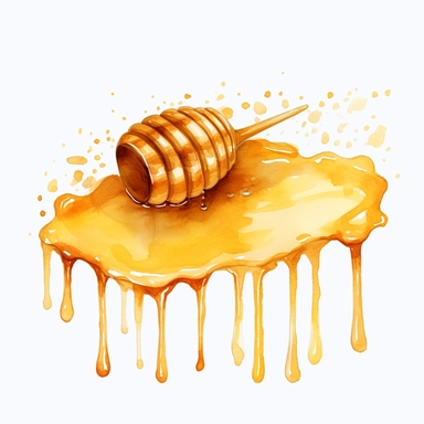 watercolor dripping honey clipart, white background